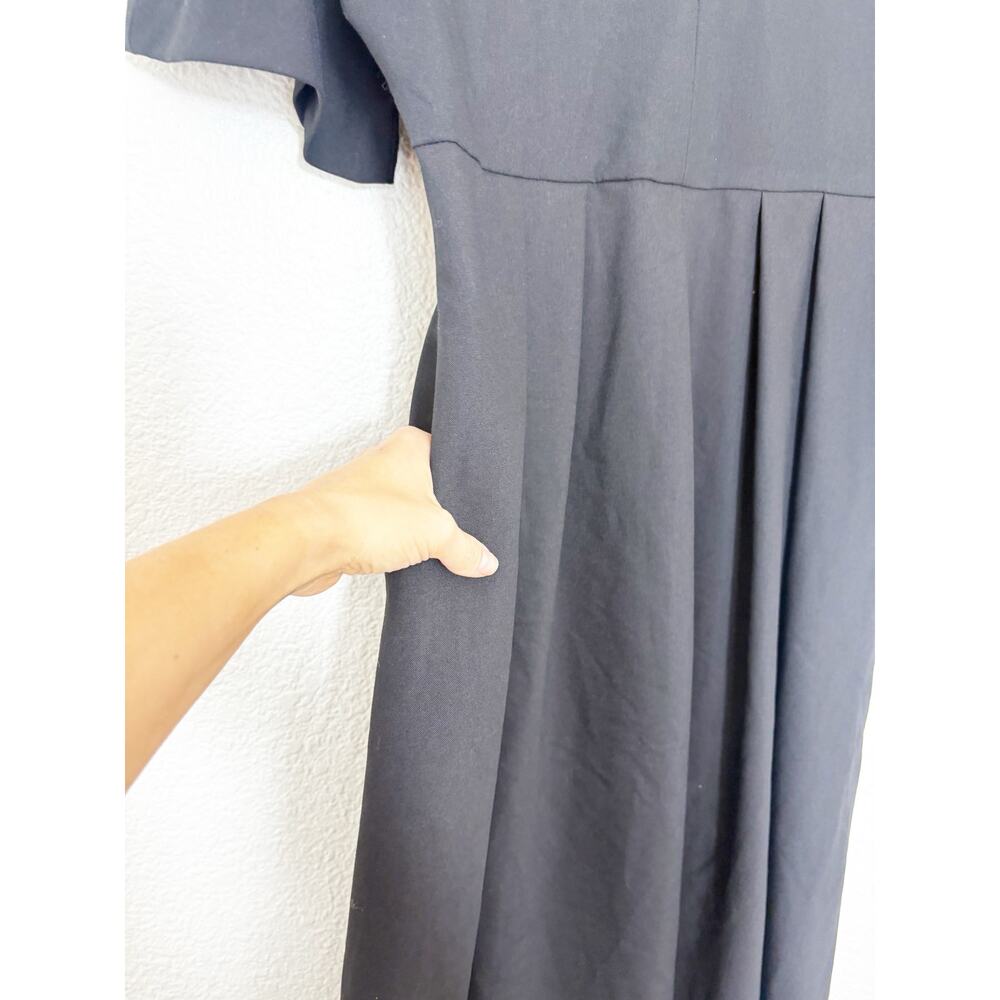 Zara Black Short Sleeve Midi Dress Large Aline Chic Modest Classic 8773/998 - Picture 10 of 14